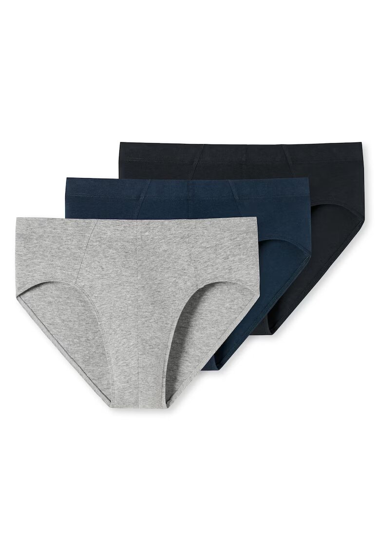 SCHIESSER Set de chiloti din amestec de bumbac - 3 perechi - Negru/Gri/Albastru