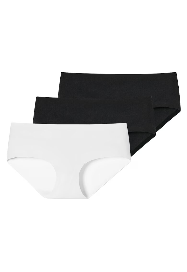 SCHIESSER Set de chiloti fara cusaturi - 3 perechi - Alb/Negru