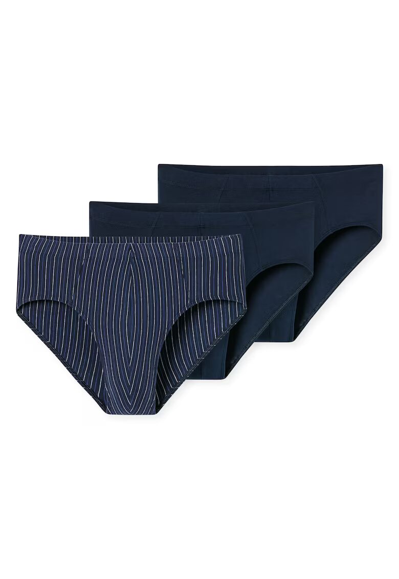 SCHIESSER Set de chiloti uni si cu dungi - 3 perechi - Albastru