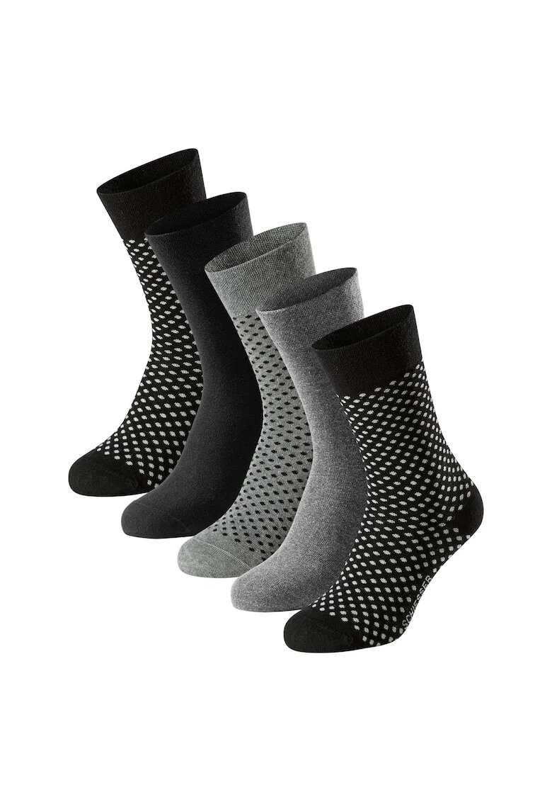 SCHIESSER Set de sosete lungi Bluebird - 5 perechi - Negru/Gri melange