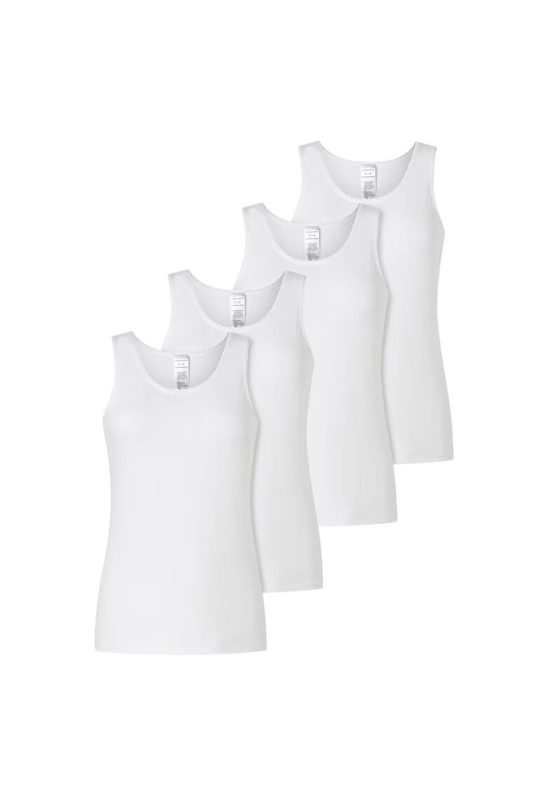 SCHIESSER Set de top-uri cu model uni - 4 piese - Alb