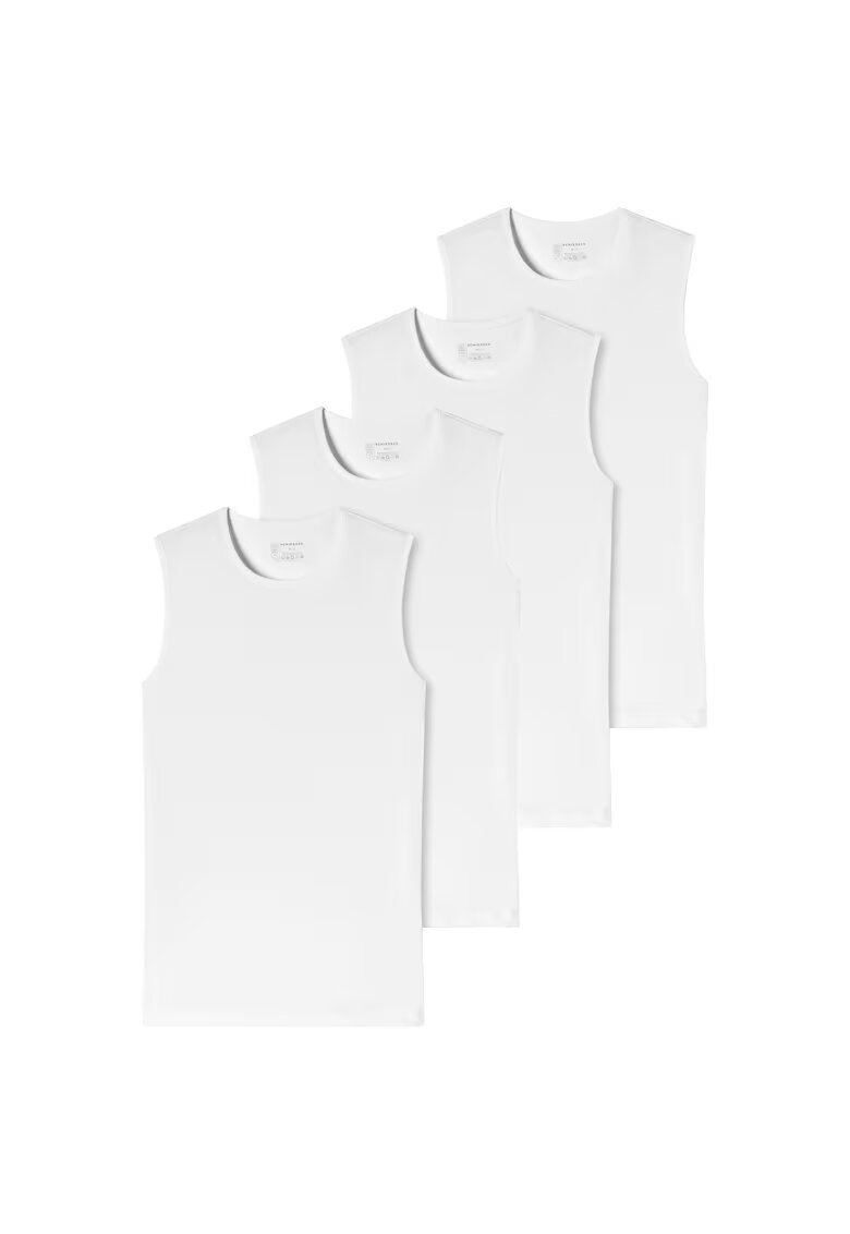 SCHIESSER Set de topuri de casa cu decolteu la baza gatului - 4 piese - Alb