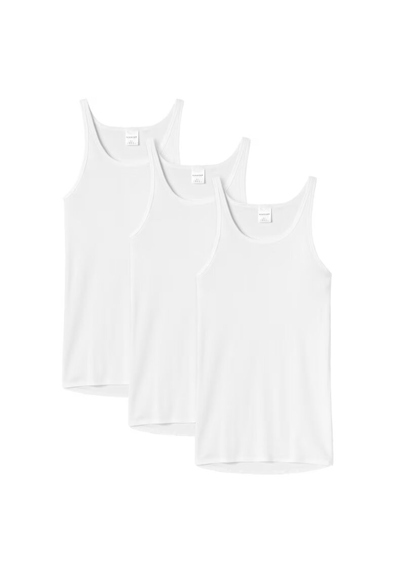 SCHIESSER Set de topuri din bumbac - 3 piese - Alb