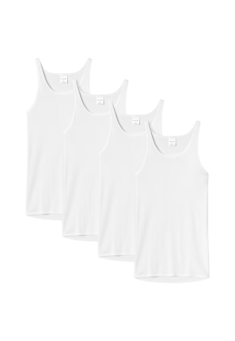 SCHIESSER Set de topuri din bumbac Feinripp - 4 piese - Alb