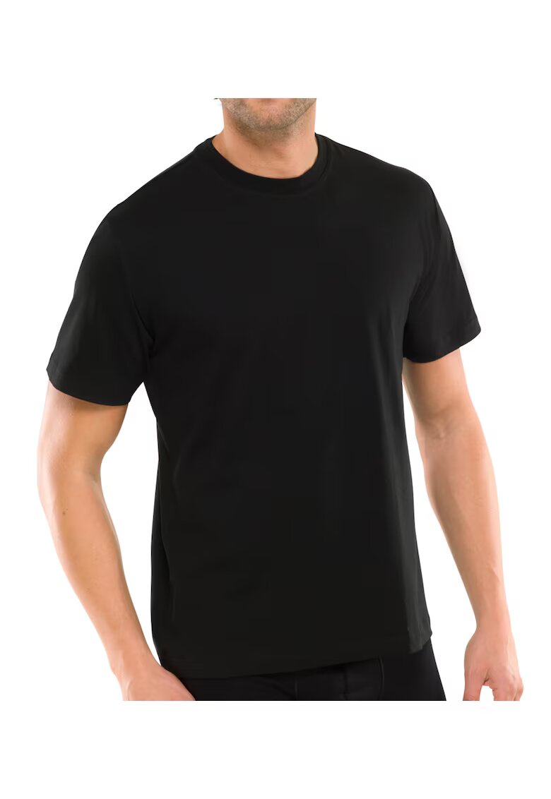 SCHIESSER Set de tricouri cu decolteu la baza gatului - 2 piese - Negru