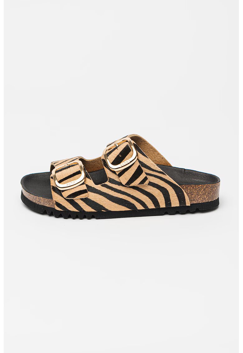 Scholl Papuci cu animal print Noelle - Negru/Maro deschis