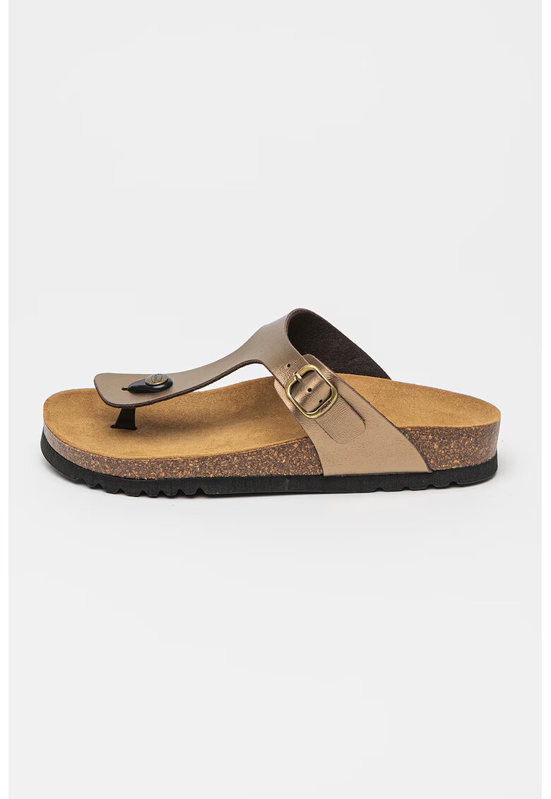 Scholl Papuci de piele ecologica cu catarama Nicole - Bronz