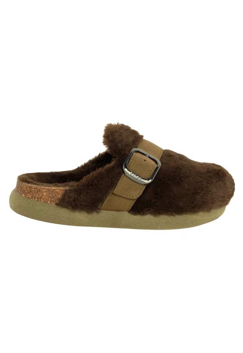Scholl Saboti dama Ivy Big Buckle - piele naturala - blana - verde - confortabili -