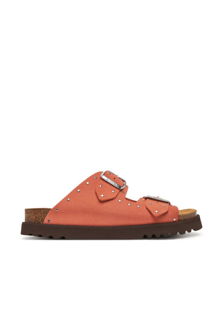Scholl Slapi dama Coral/Argintiu - piele naturala