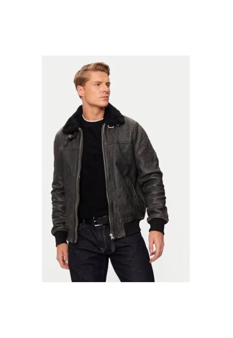 Schott NYC Geaca barbati - 304869853 - Piele naturala - Negru - Negru