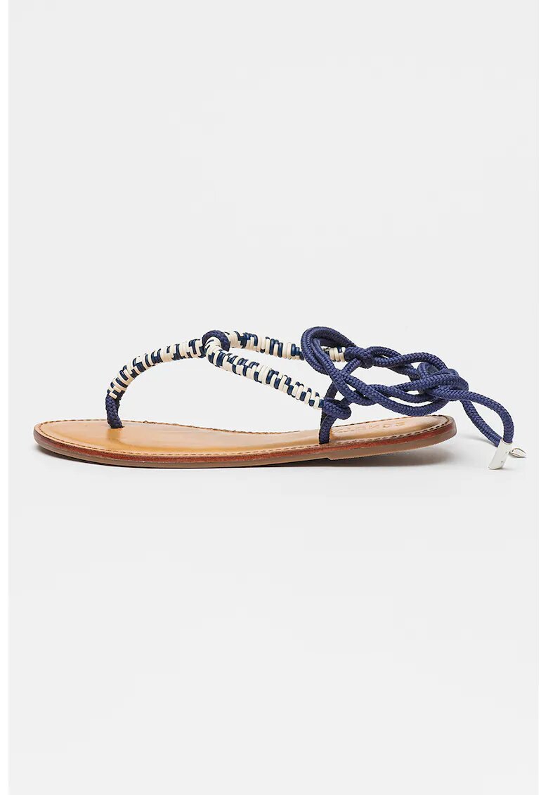 Schutz Sandale cu bareta separatoare si model infasurabil Claire - Albastru indigo/Alb murdar