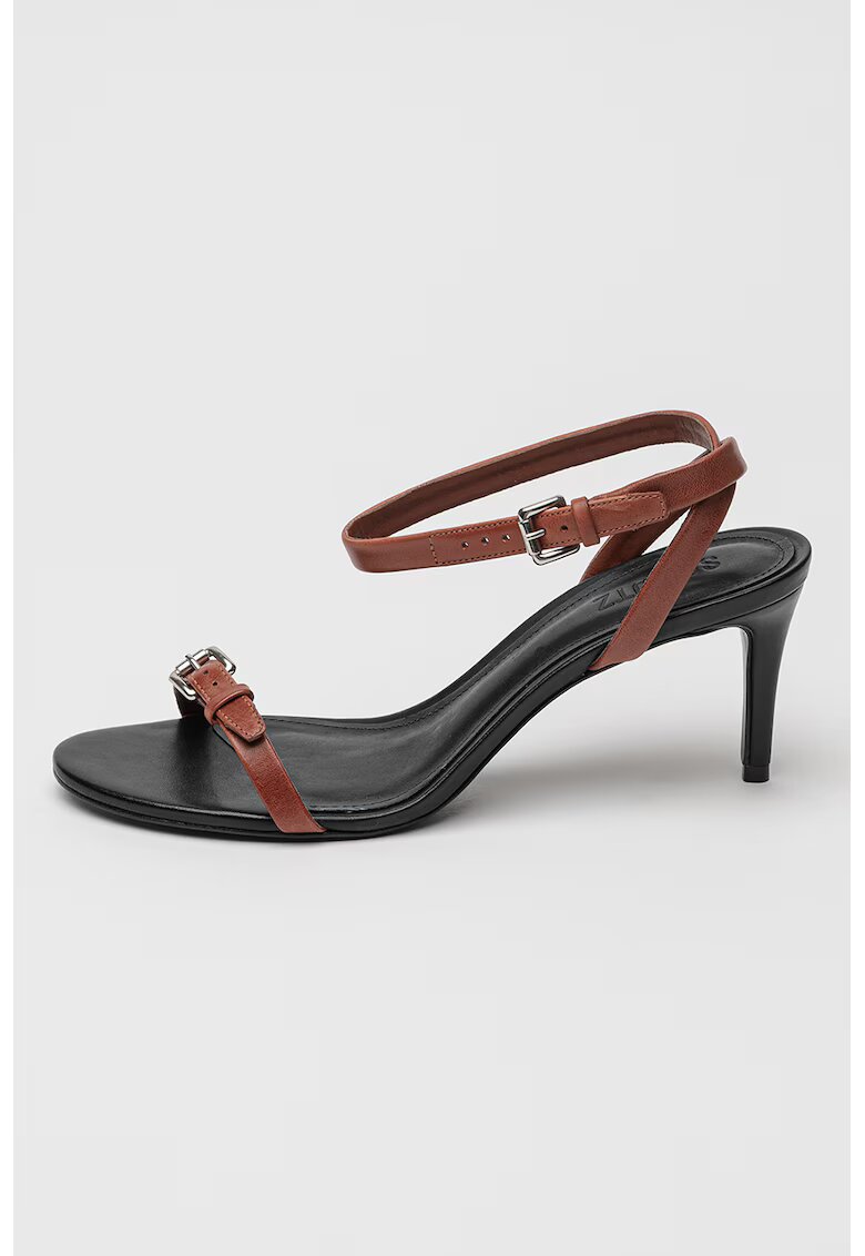 Schutz Sandale din piele Aurora - Negru/Caramel