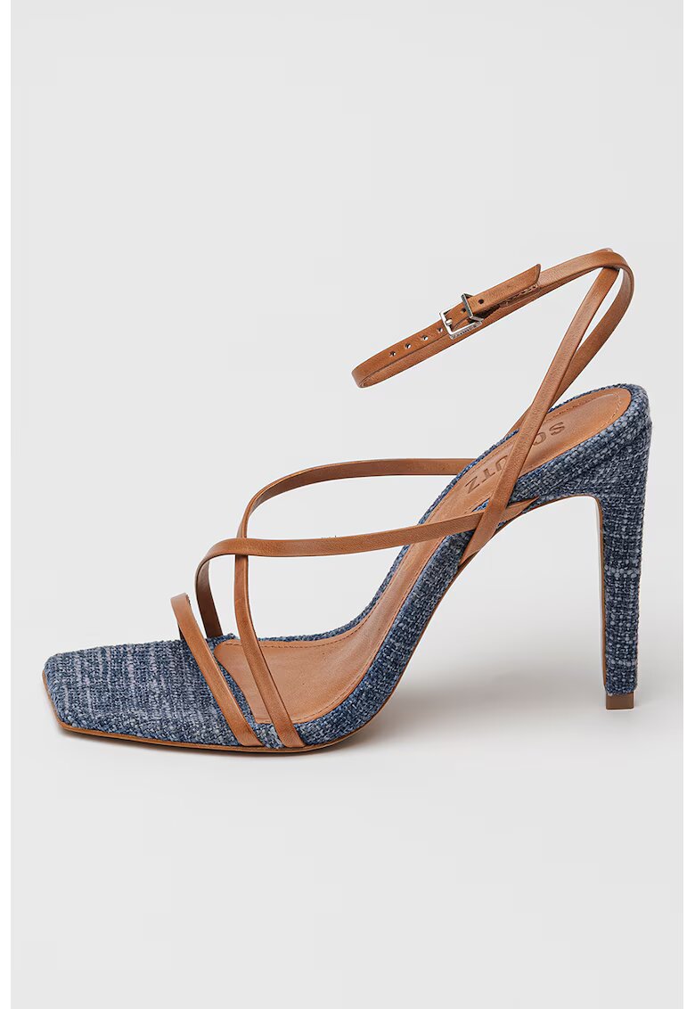 Schutz Sandale din piele cu barete multiple Bari - Albastru prafuit/Caramel
