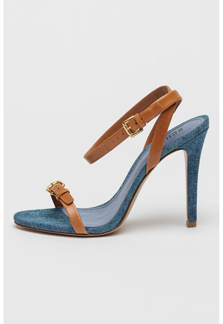 Schutz Sandale din piele cu catarame Aurora - Albastru inchis/Caramel
