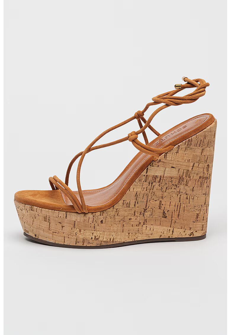 Schutz Sandale din piele cu talpa wedge Calabria - Caramel