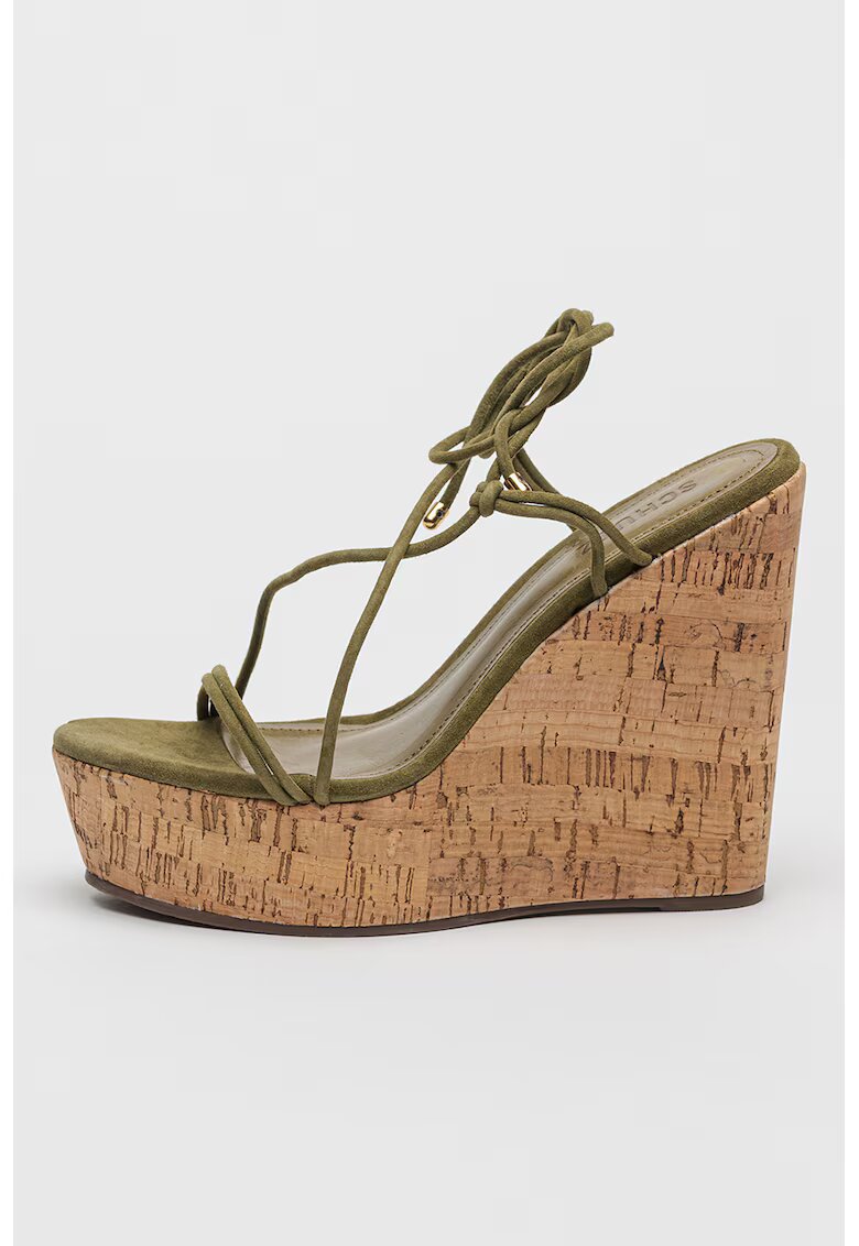 Schutz Sandale din piele cu talpa wedge Calabria - Verde feriga