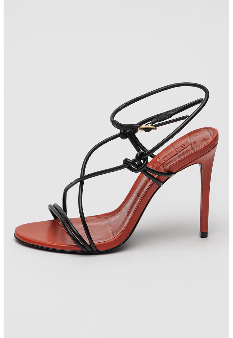Schutz Sandale din piele cu toc clasic Malta - Negru/Caramiziu
