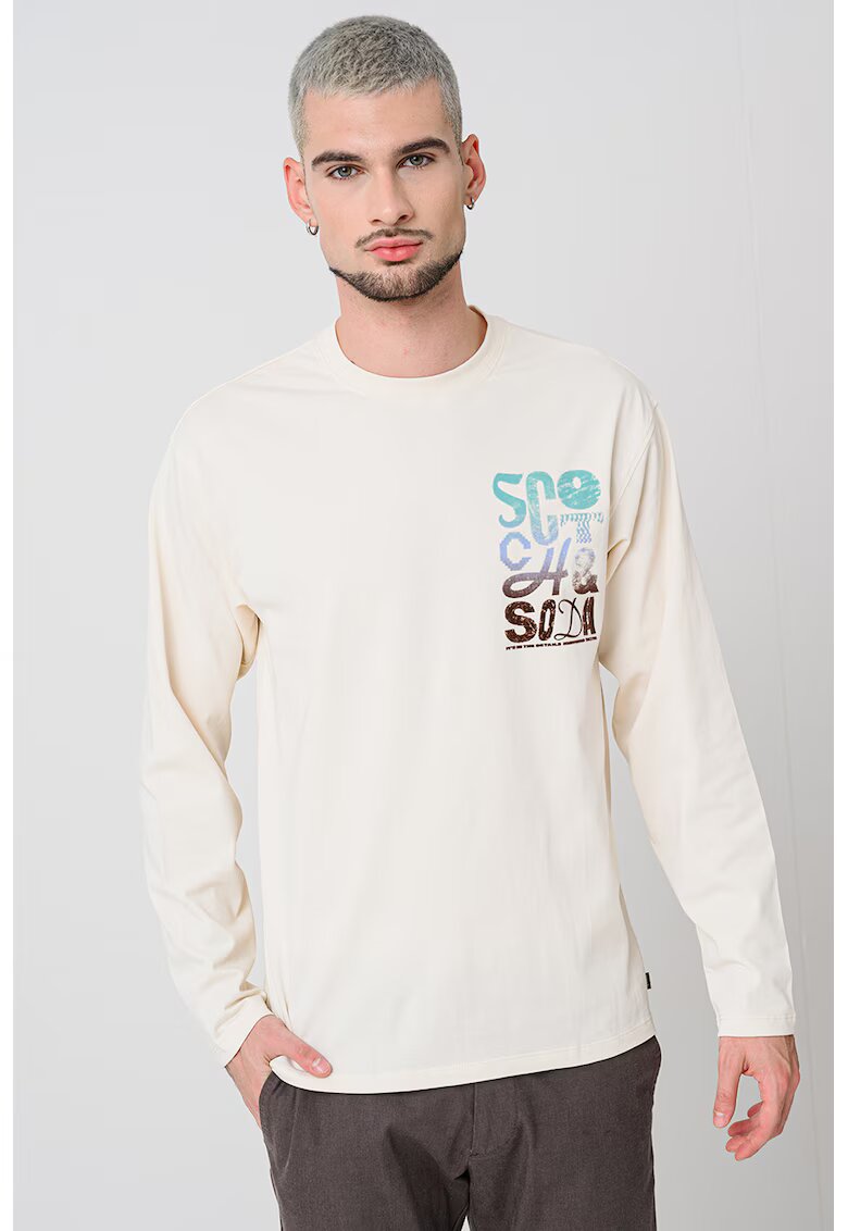 Scotch & Soda Bluza cu imprimeu grafic - Turcoaz/Bej deschis