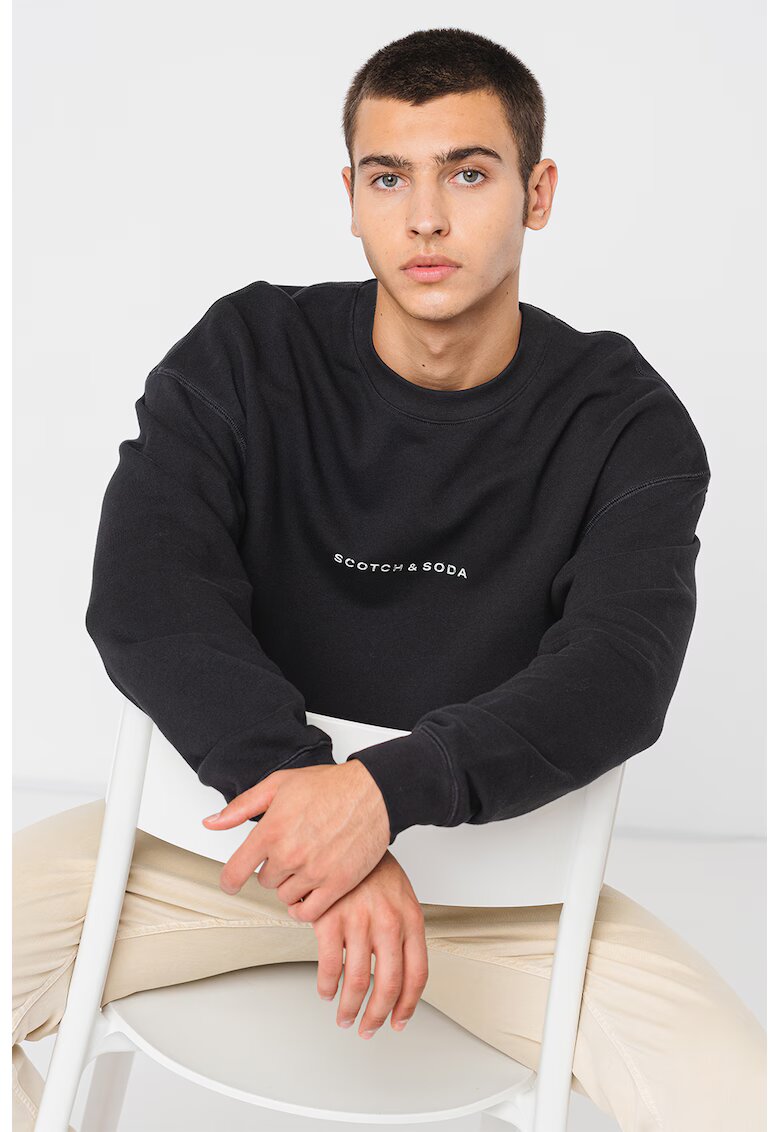 Scotch  Soda Bluza de trening din bumbac - cu decolteu la baza gatului - Negru