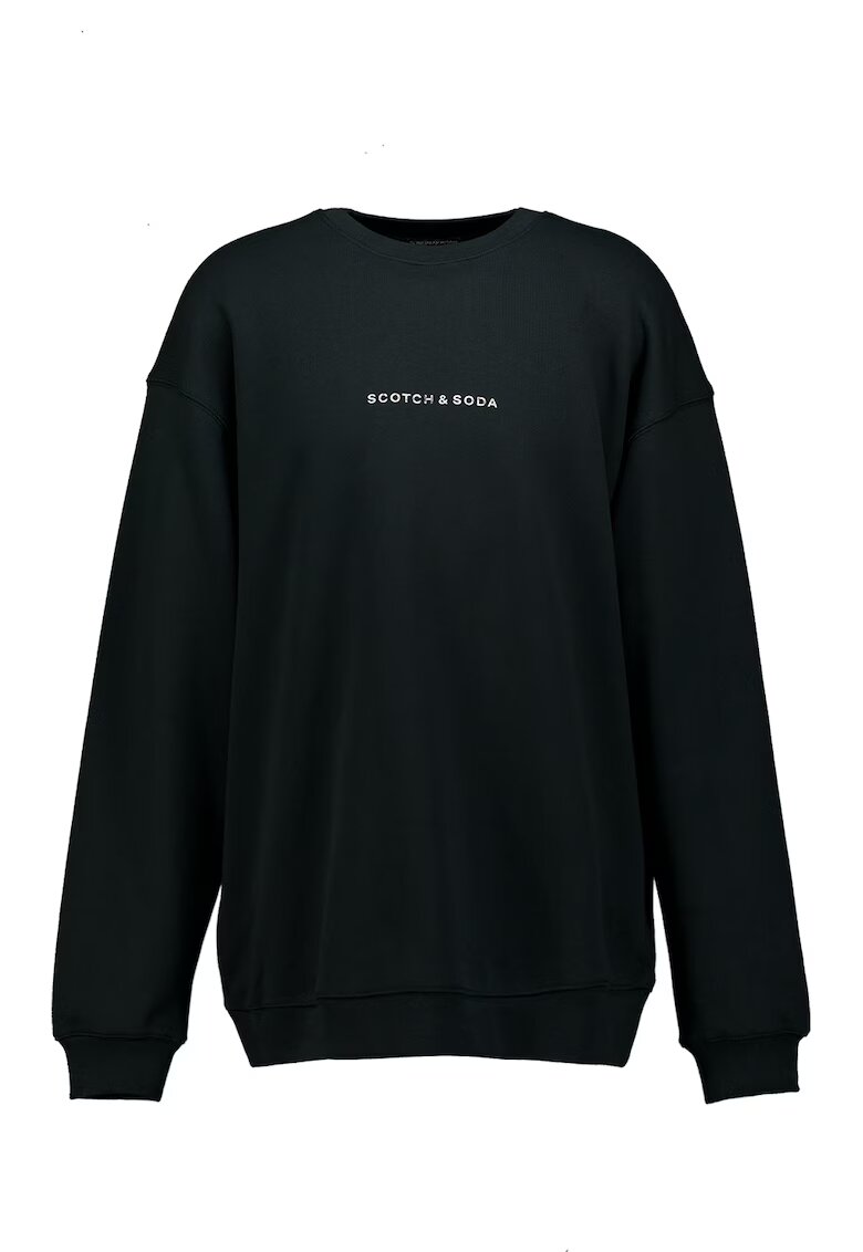 Scotch & Soda Bluza de trening din bumbac - cu decolteu la baza gatului - Verde padure