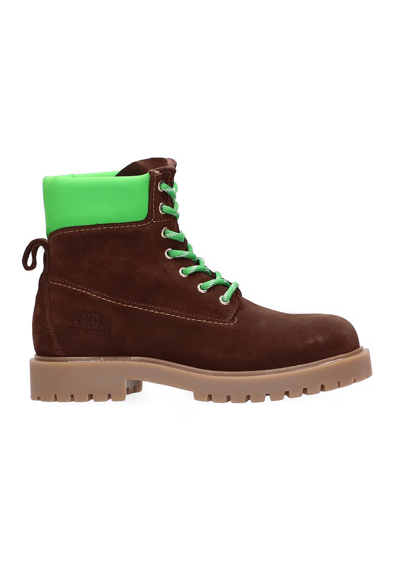 Scotch  Soda Bocanci de piele intoarsa - Maro cognac/Verde lime