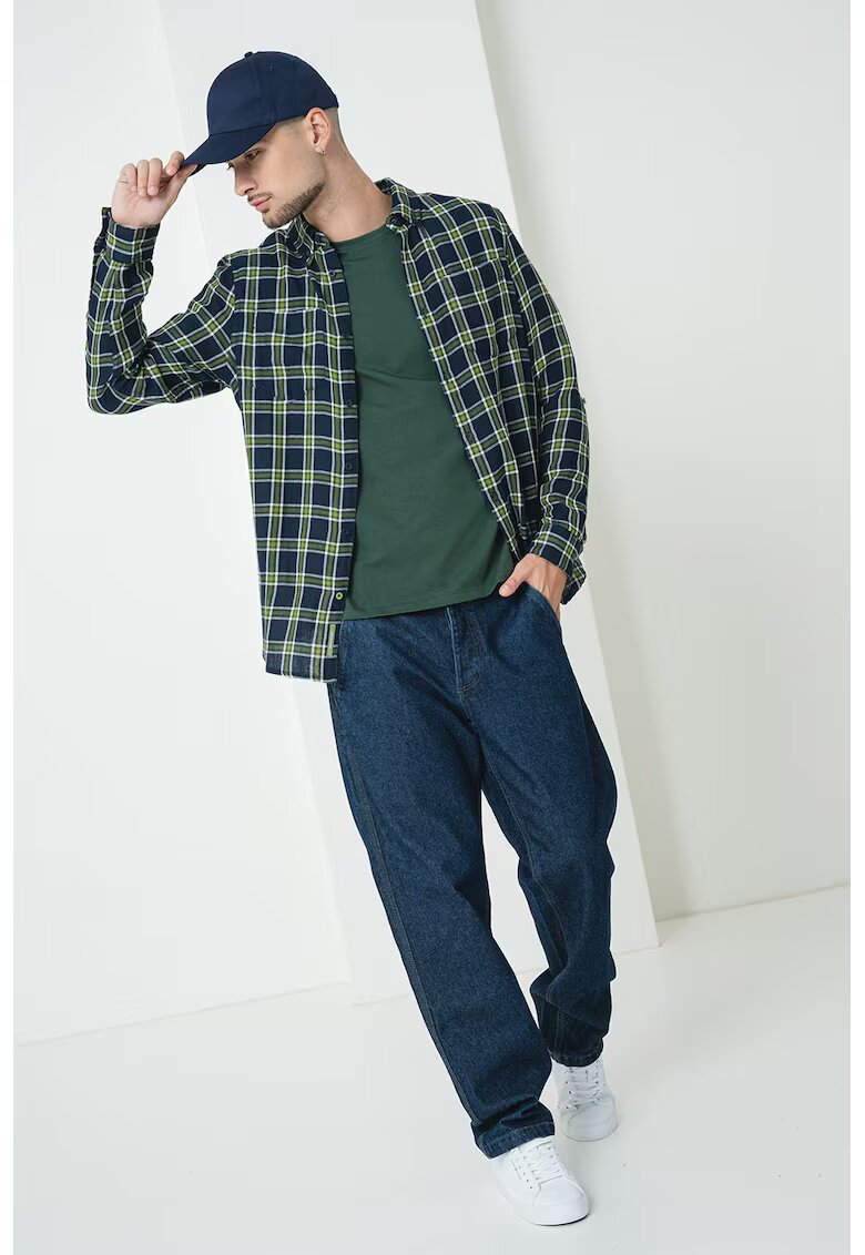 Scotch  Soda Camasa din bumbac cu model in carouri - Alb/Verde lime/Bleumarin