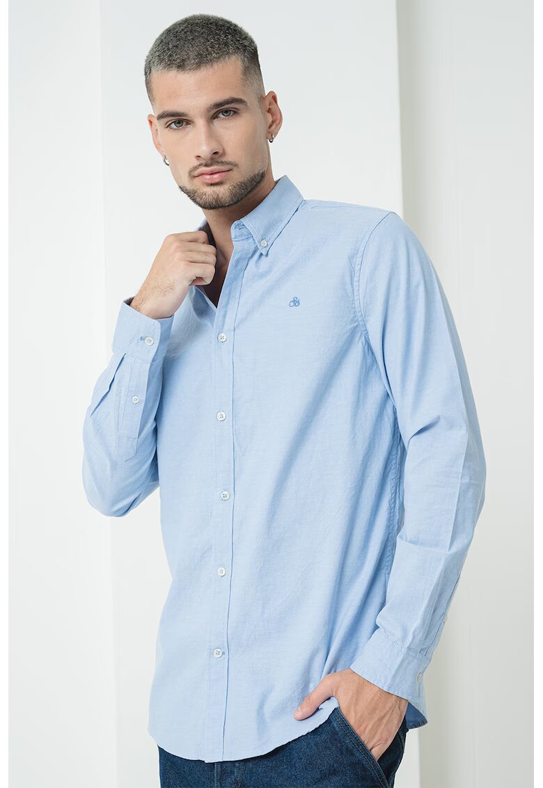 Scotch & Soda Camasa oxford cu model uni - Albastru deschis