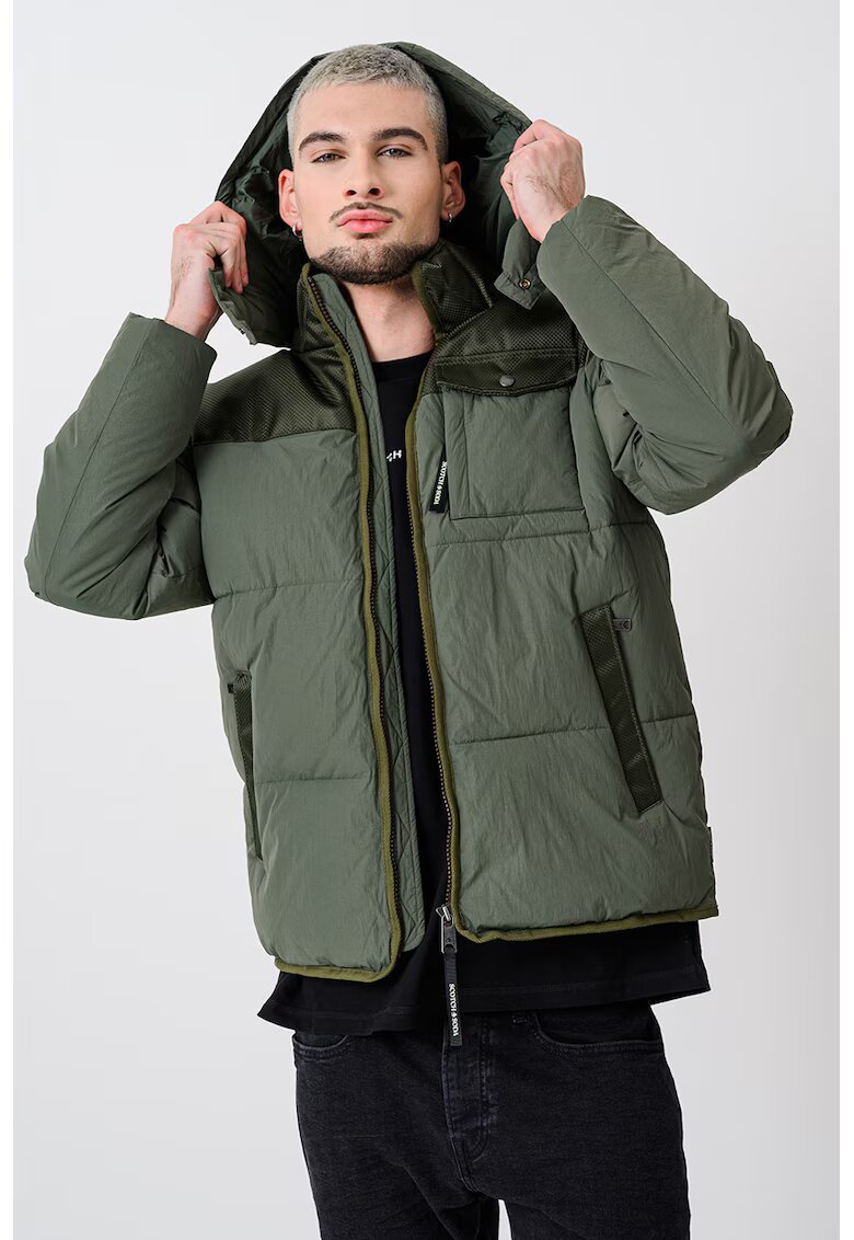 Scotch & Soda Geaca cu gluga detasabila - Verde feriga