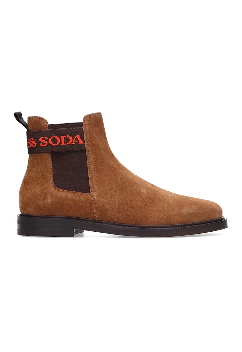 Scotch  Soda Ghete Chelsea de piele intoarsa - Maro scortisoara/Portocaliu mandarina