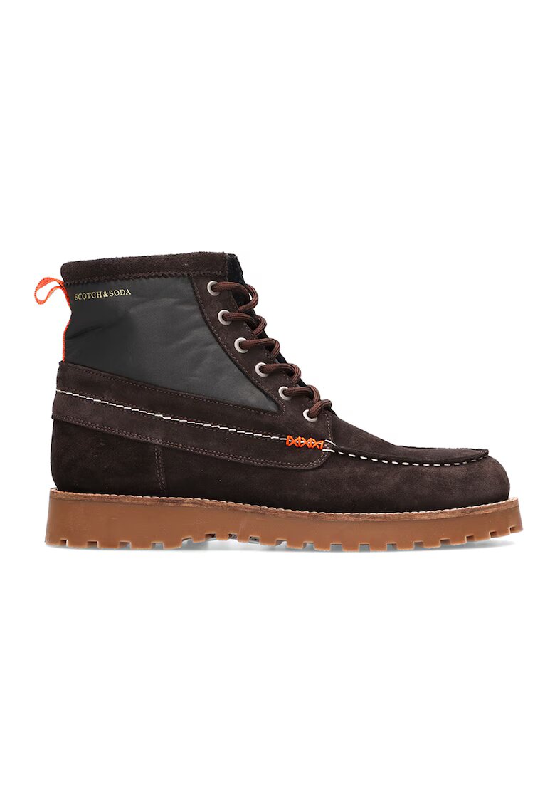 Scotch  Soda Ghete cu garnituri de piele intoarsa - Maro inchis/Portocaliu/Maro taupe