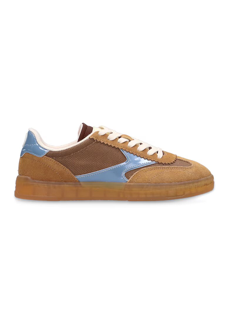 Scotch  Soda Pantofi sport cu talpa plata si garnituri de piele intoarsa - Albastru lavanda/Caramel