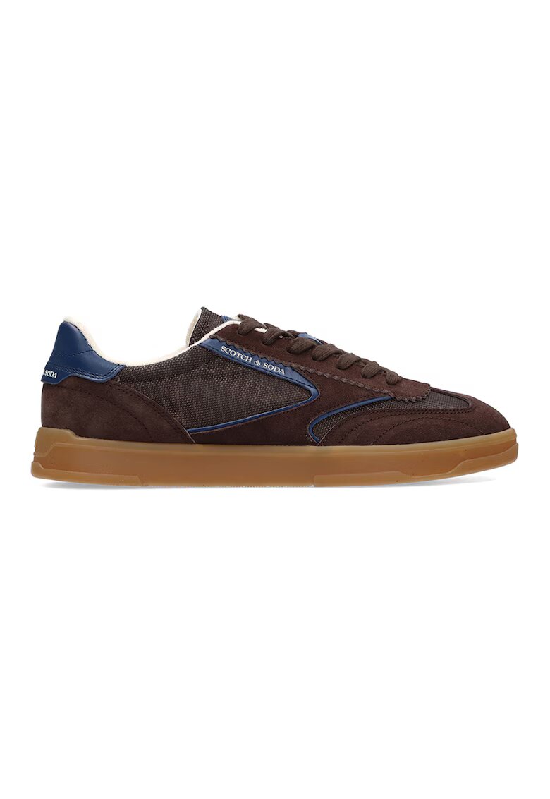 Scotch  Soda Pantofi sport de piele intoarsa cu garnituri sintetice - Maro inchis/Albastru inchis