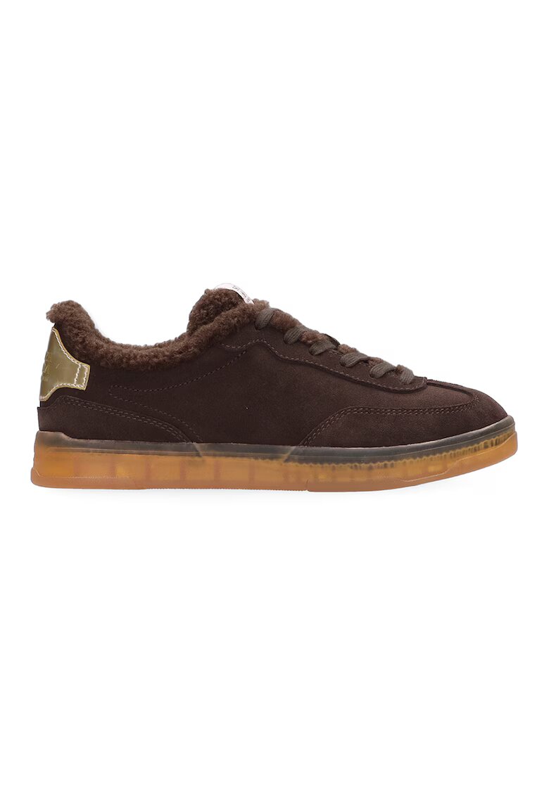 Scotch  Soda Pantofi sport low-cut de piele si lana - Auriu/Maro inchis