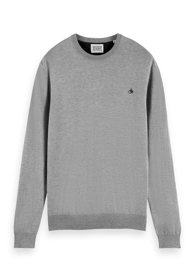 Scotch  Soda Pulover tricotat fin cu decolteu la baza gatului Essentials - Gri