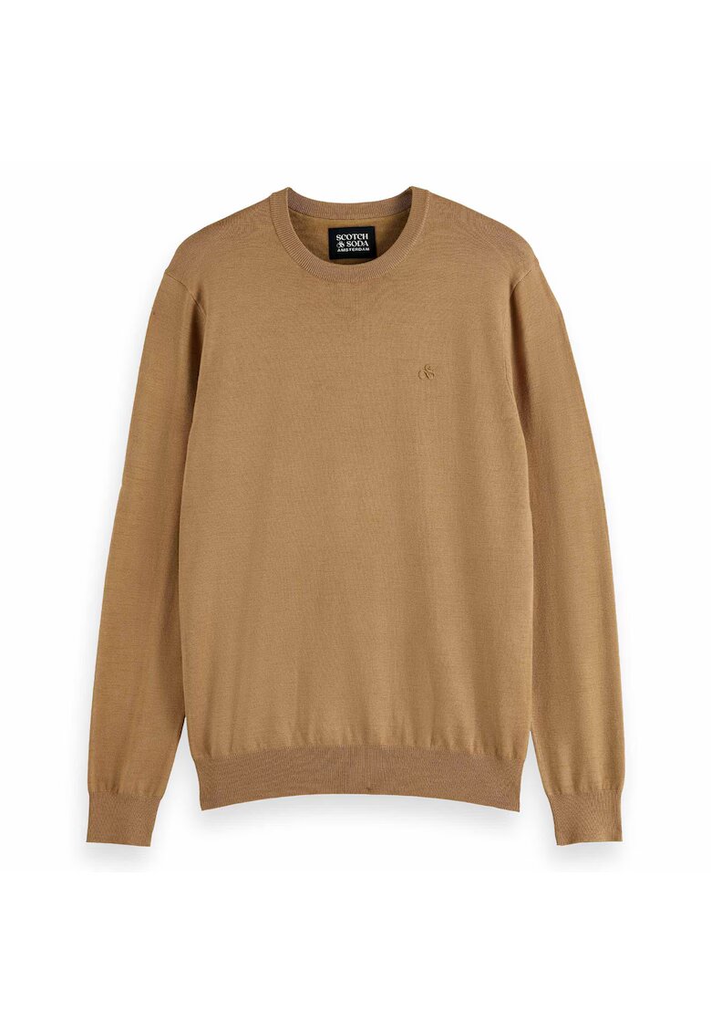 Scotch  Soda Pulover uni cu decolteu la baza gatului - Maro deschis
