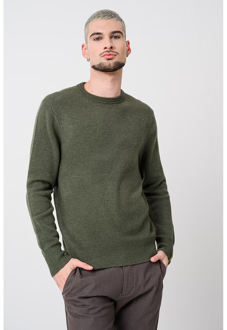 Scotch & Soda Pulover uni cu decolteu la baza gatului - Verde feriga