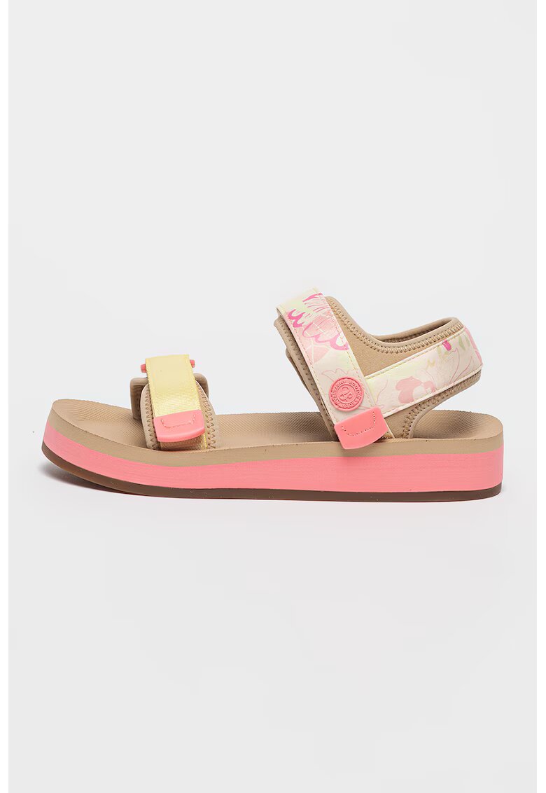 Scotch  Soda Sandale cu velcro si model floral Lydia - Roz/Verde lime