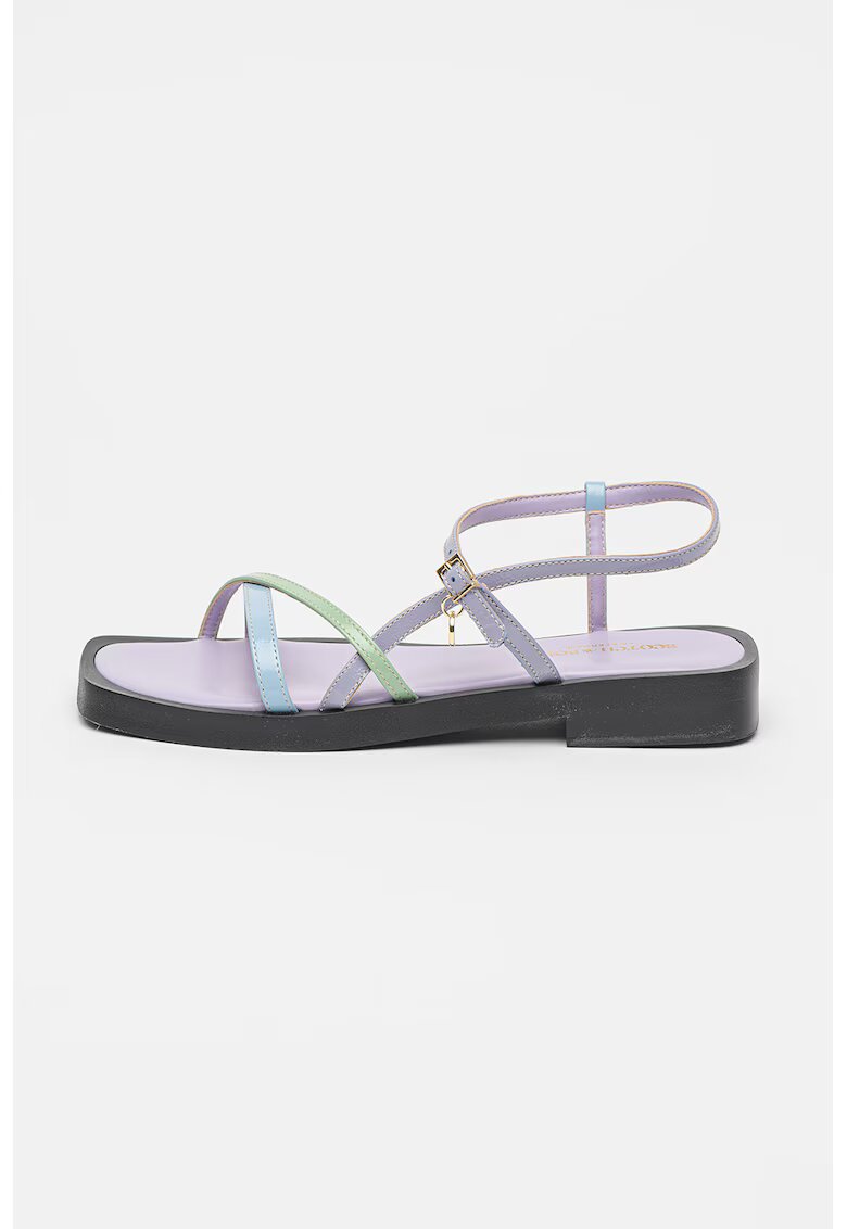Scotch  Soda Sandale flatform din piele cu toc patrat - Lila/Verde deschis