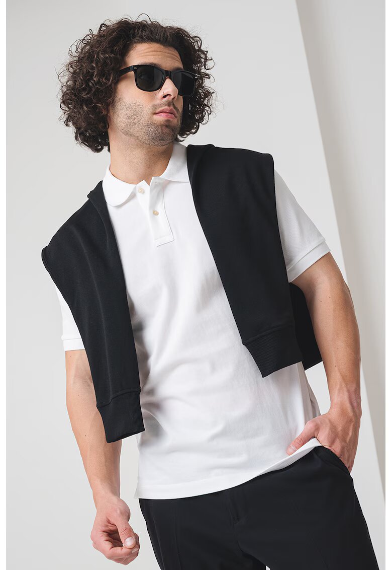 Scotch  Soda Tricou de bumbac cu decolteu polo - Alb optic