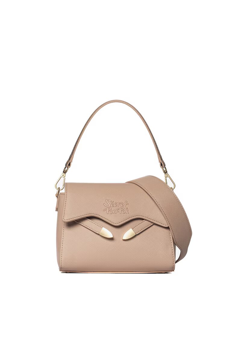  SECRET PON PON. - Geanta crossbody din piele ecologica cu clapa Iduna Lux - Roz prafuit