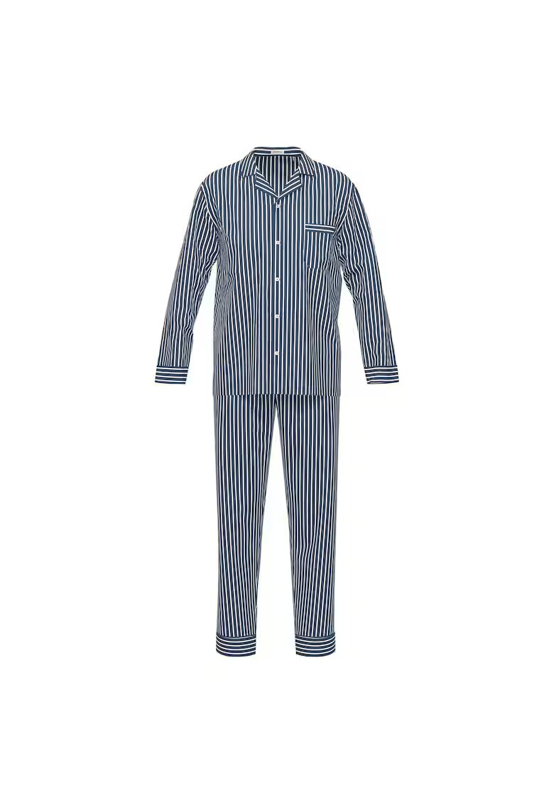 Seidensticker Pijama de bumbac cu dungi - Albastru inchis