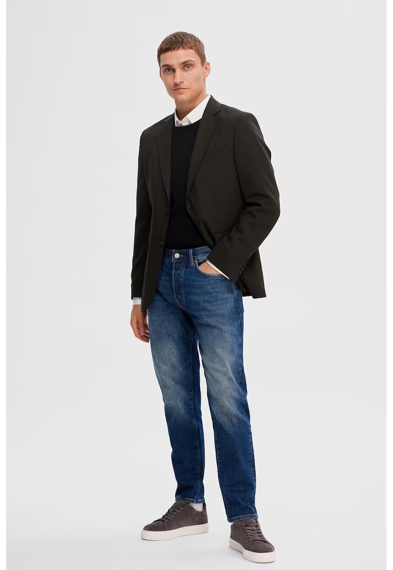 Selected Homme Blugi drepti cu aspect decolorat - Albastru