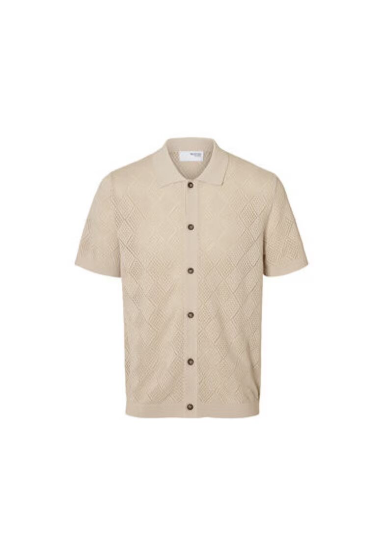 Selected Homme Camasa barbati 16097564 - Bumbac organic - Bej - Bej
