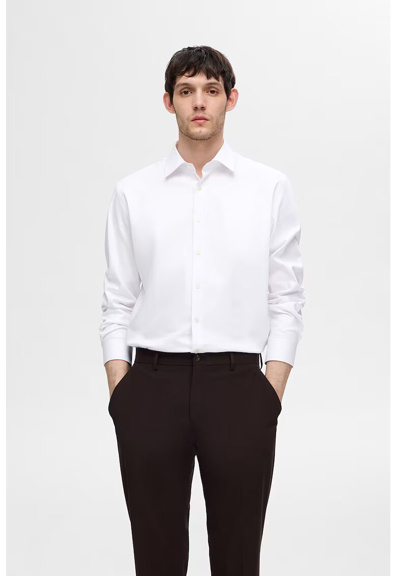 Selected Homme Camasa din amestec de bumbac organic cu guler ascutit - Alb optic