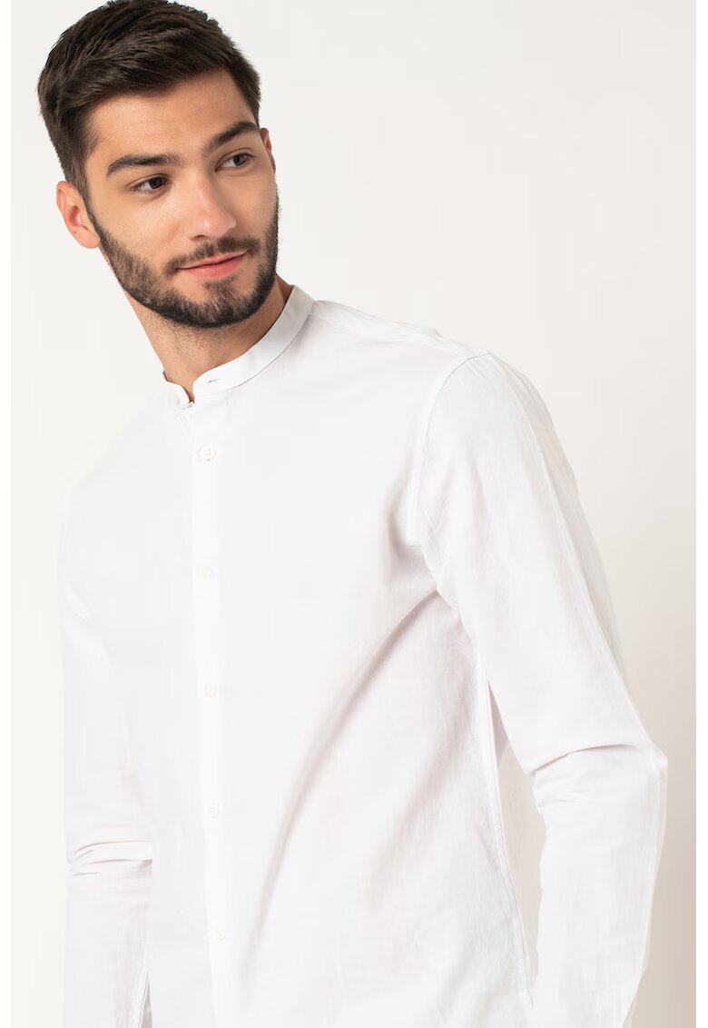 Selected Homme Camasa din amestec de in cu guler Mao Regnew - Alb optic