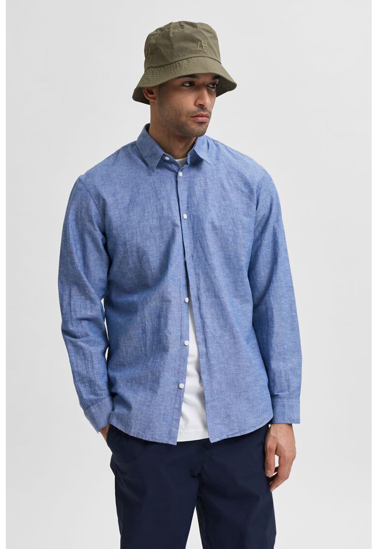 Selected Homme Camasa regular fit de bumbac organic si in - Albastru lavanda
