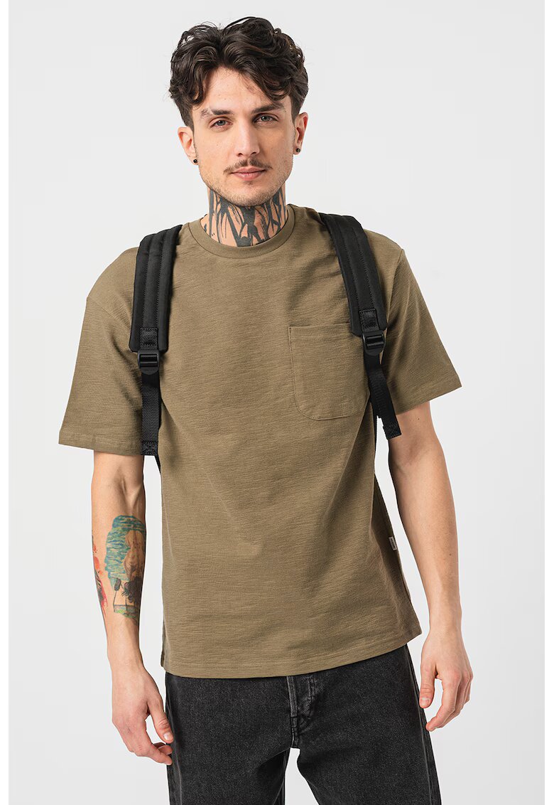 Selected Homme Tricou lejer cu buzunar aplicat pe piept Saul - Verde masliniu