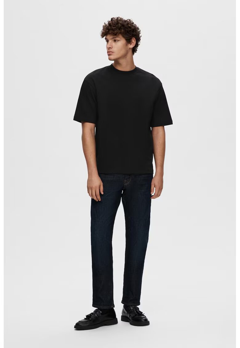 Selected Homme Tricou supradimensionat cu maneci cazute Oscar - Negru