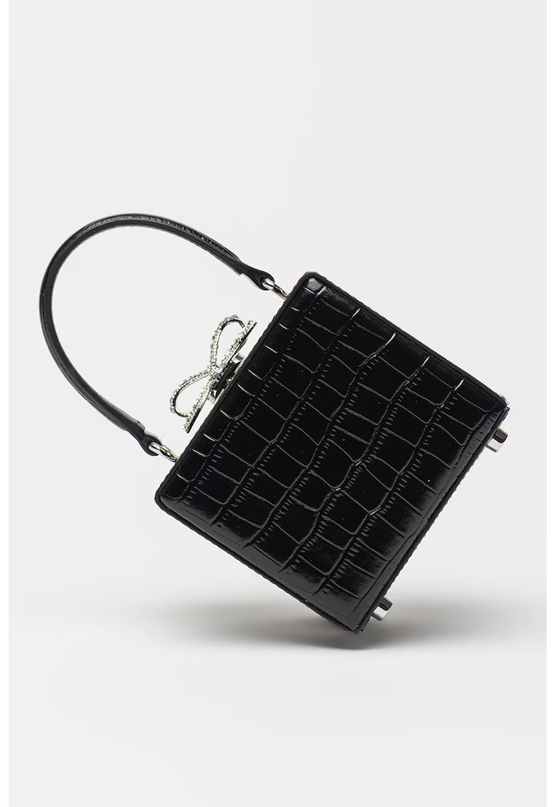 SELF-PORTRAIT Geanta minaudiere din piele cu funda cu cristale - Negru