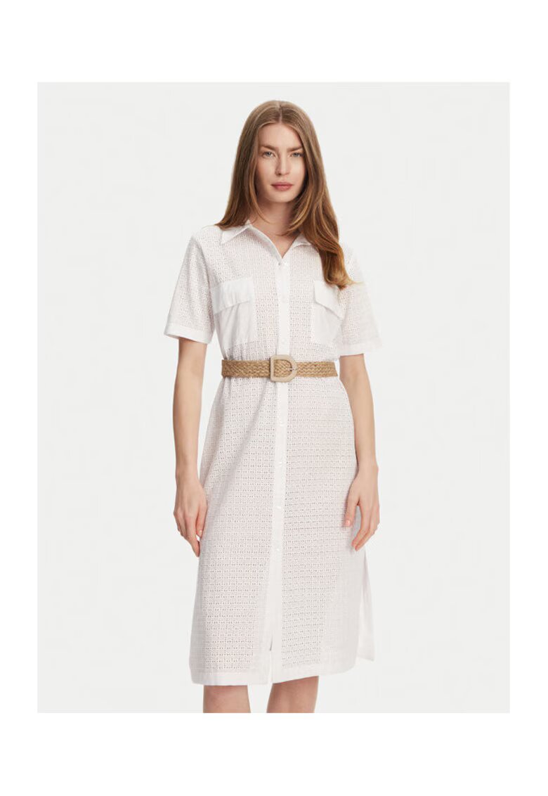 Selmark Camasa stil rochie dama BC133 - Bumbac - Alb - Alb